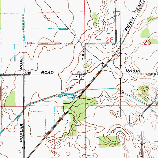 Topographic Map of Dreessen Field, IN