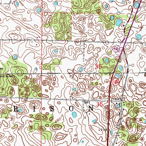 Topographic Map of Amy Airport (historical), IN