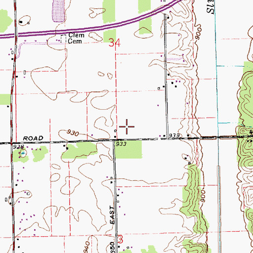 Topographic Map of Burk Personal Use Airport, IN