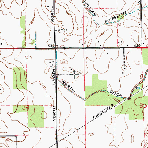 Topographic Map of Birkey Private Airport, IN