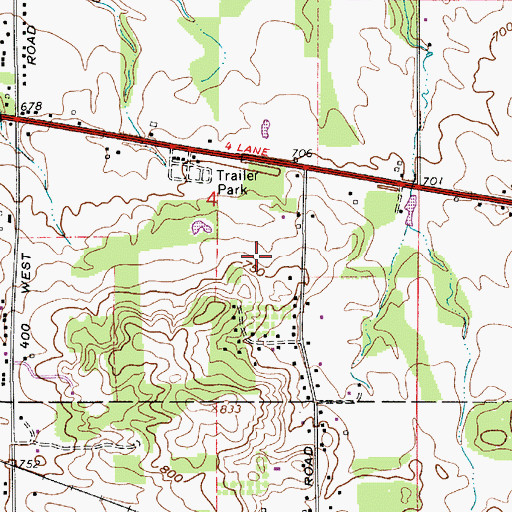 Topographic Map of Norm's Airpark, IN