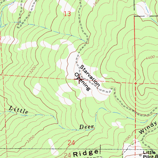 Topographic Map of Starvation Opening, CA