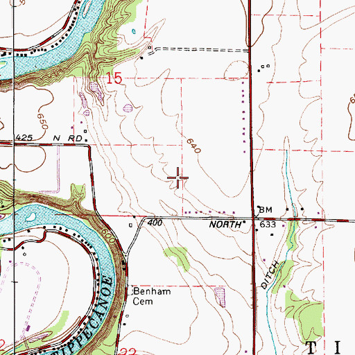 Topographic Map of De Ford Airport, IN