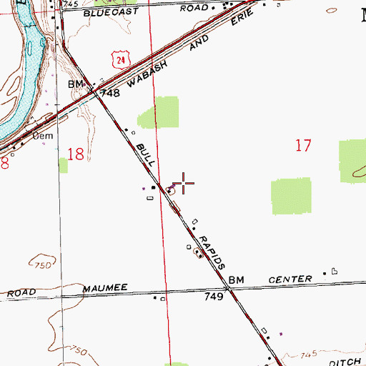 Topographic Map of Brenneke Airport, IN
