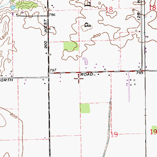Topographic Map of Miles Field Airport (historical), IN