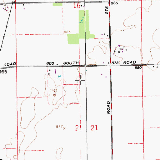 Topographic Map of Peacock Farms Airport (historical), IN