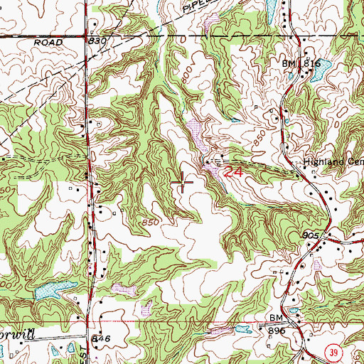 Topographic Map of Pegasus Farms Airfield, IN