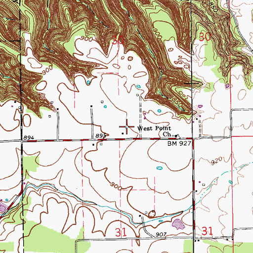 Topographic Map of Morgan Airfield (historical), IN