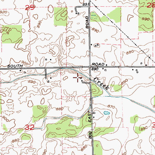 Topographic Map of Ries Airport, IN