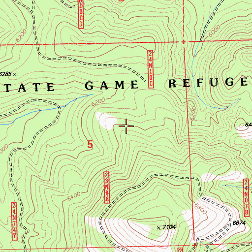 Topographic Map of State Game Refuge One-V, CA