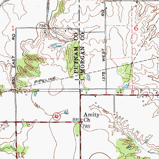 Topographic Map of Pam's Place Airport, IN