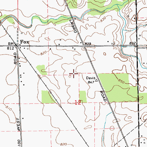 Topographic Map of Fox Station Airport, IN