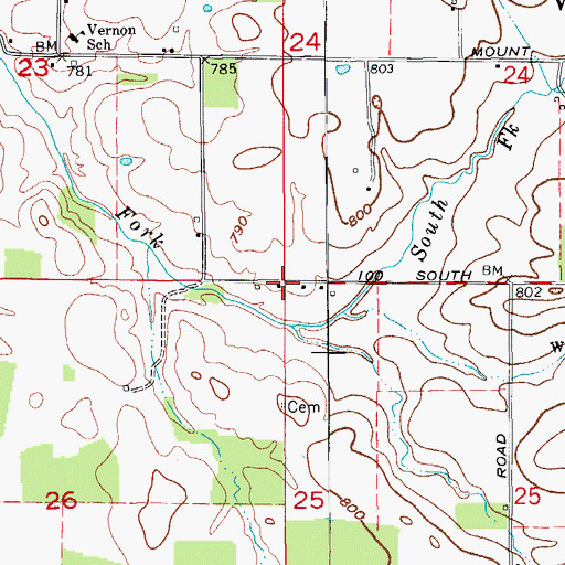Topographic Map of Myers Farm Airport, IN