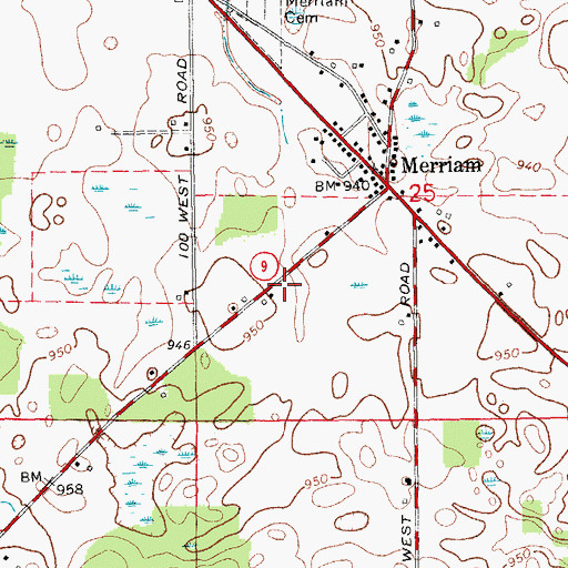 Topographic Map of Shaffer Airport, IN