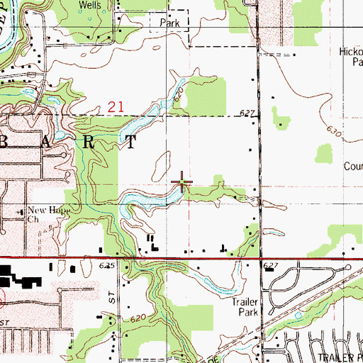 Topographic Map of Johnsons Strawberry Farm Airport, IN