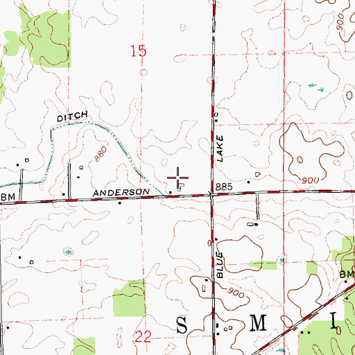 Topographic Map of Green Field, IN
