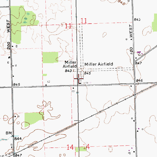 Topographic Map of Miller Airport, IN