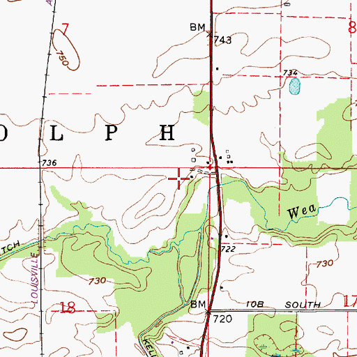 Topographic Map of Ratcliff Airport, IN