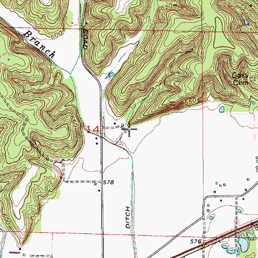Topographic Map of Bluebird Airport, IN