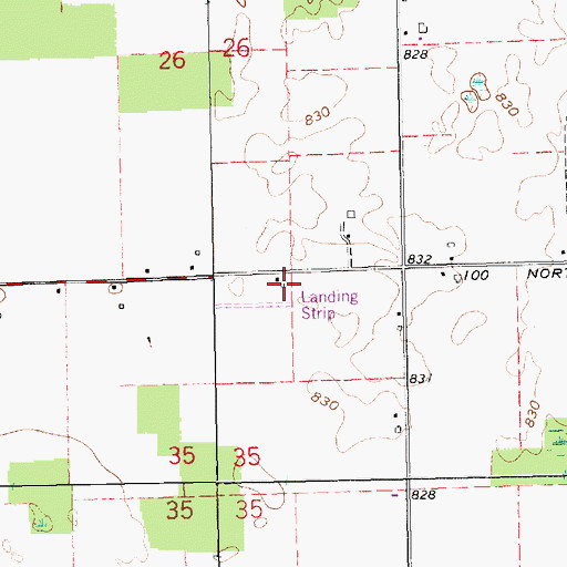 Topographic Map of Grandlienard-Hogg Airport, IN