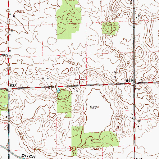 Topographic Map of Woodcock Airport, IN
