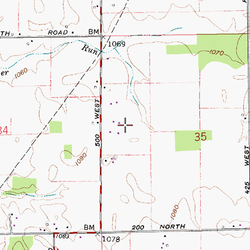 Topographic Map of Ferrell Airport, IN