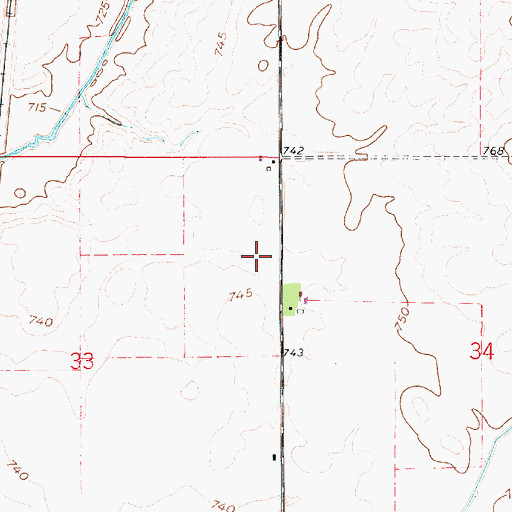 Topographic Map of Rheude Airport, IN