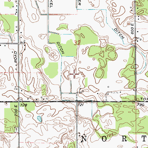 Topographic Map of Bickel's Cow Patch Airport, IN