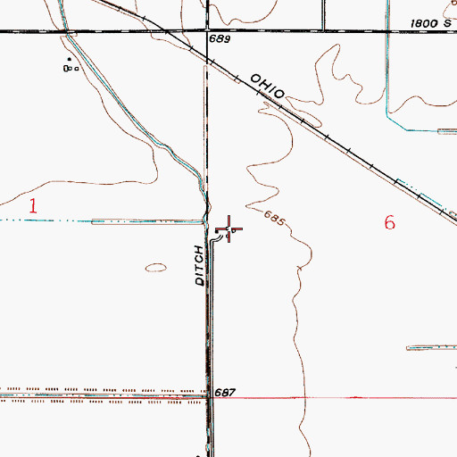Topographic Map of Lou Abbett Farms Airport, IN