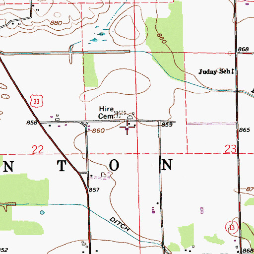 Topographic Map of Zollinger Strip, IN