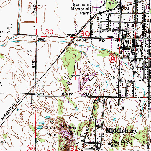 Topographic Map of Booe Airport, IN