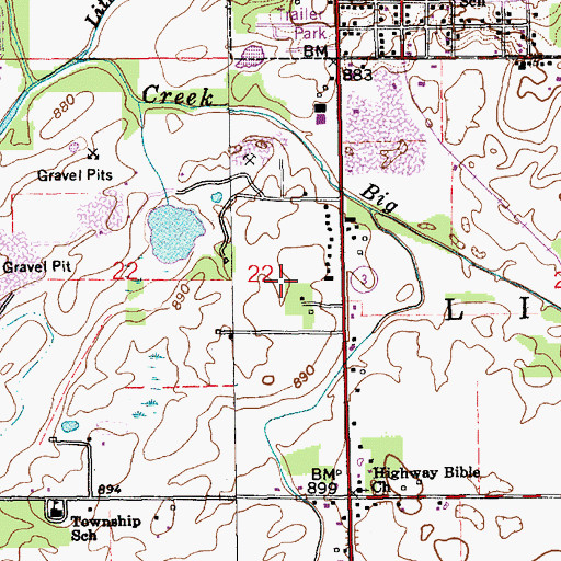 Topographic Map of Hickory Hills Airport, IN