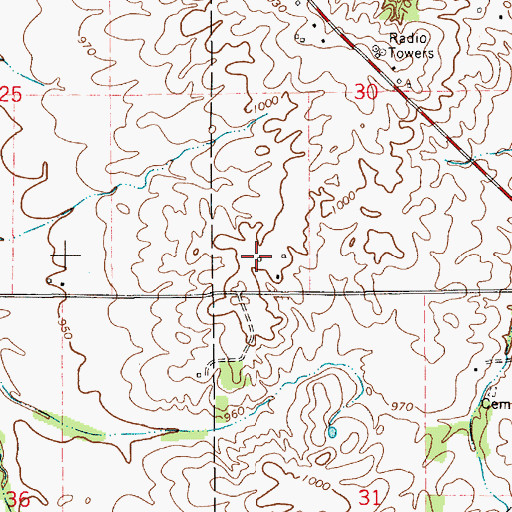 Topographic Map of Meadors Field, IN