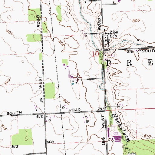 Topographic Map of Blomenberg Airport, IN