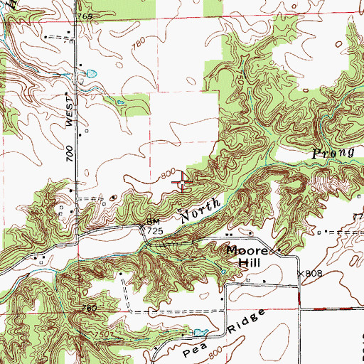 Topographic Map of Bronson Airport, IN