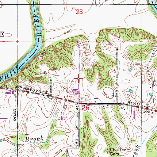 Topographic Map of Buchta Airport (historical), IN
