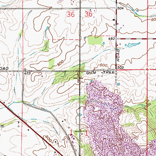 Topographic Map of Alford Airpark, IN