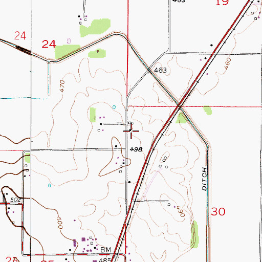 Topographic Map of N'Meier Airport (historical), IN