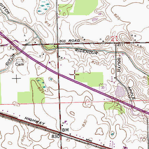Topographic Map of Arrowhead Farm Airport, IN