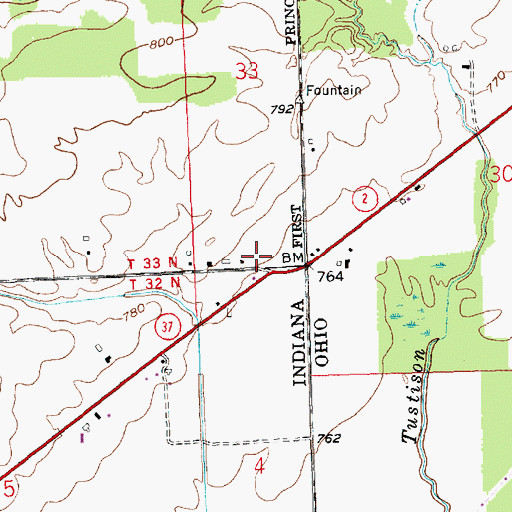 Topographic Map of Hook Field, IN