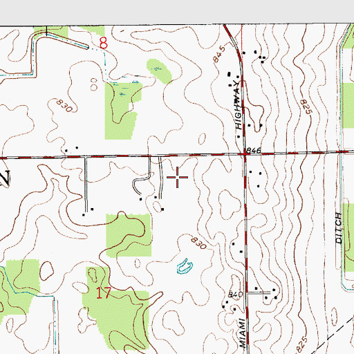 Topographic Map of Hackbarth Airport, IN