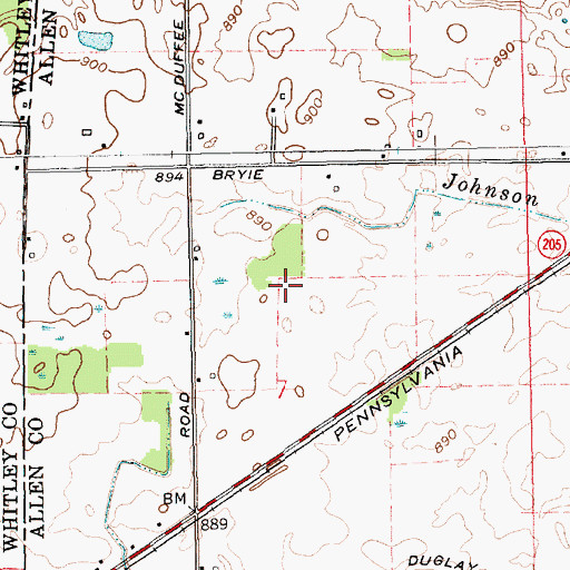 Topographic Map of Tropria Airport, IN