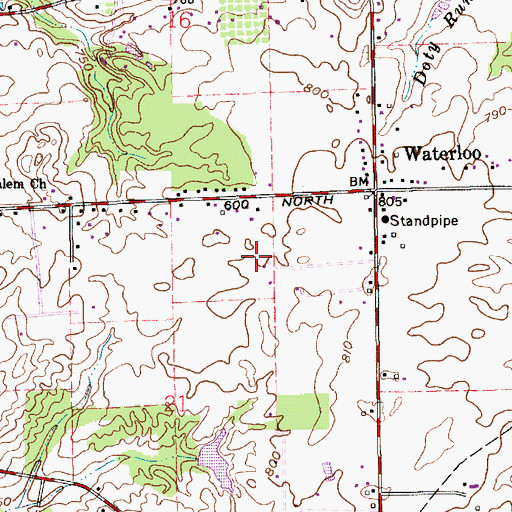 Topographic Map of Beck Airport (historical), IN