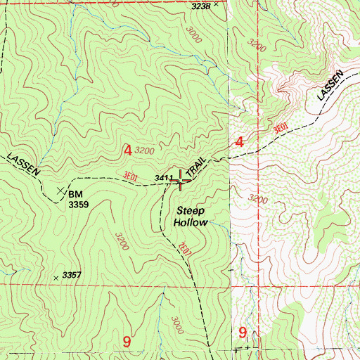Topographic Map of Steep Hollow, CA