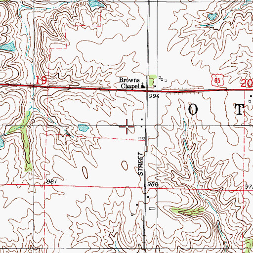 Topographic Map of Hedgewood Landing, IA