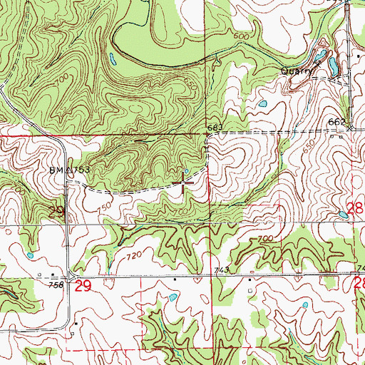 Topographic Map of Oldfield Aero Airport, IA