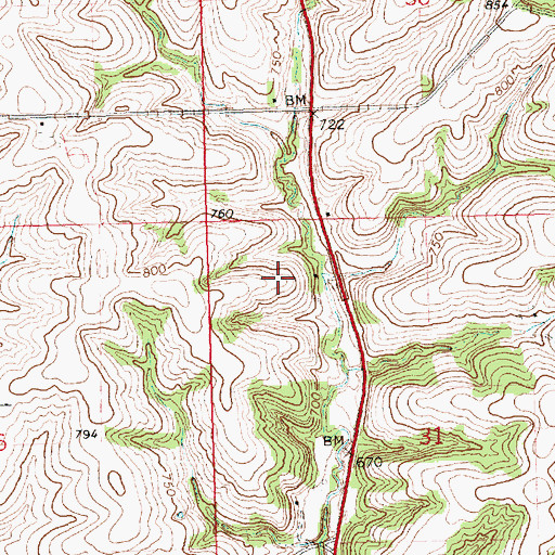 Topographic Map of Hillside Stables Airport (historical), IA