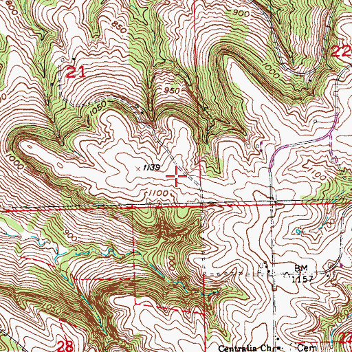 Topographic Map of Anderson Airport, IA