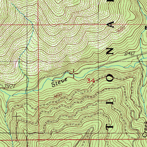Topographic Map of Steve Fork Trail, OR