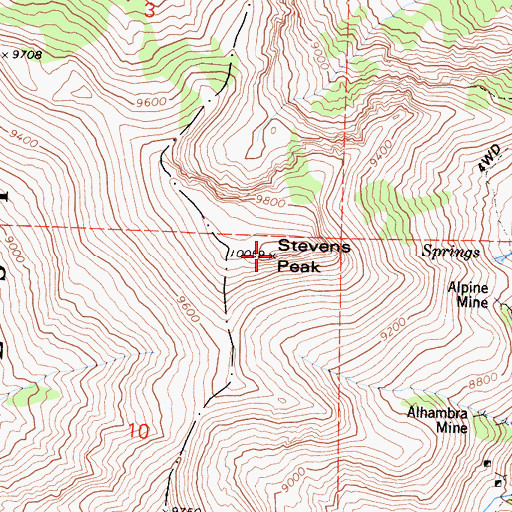 Topographic Map of Stevens Peak, CA
